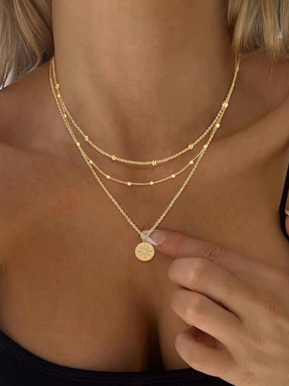 Layered Gold Necklaces for Women – 14K Gold Plated Stackable Necklace Set
